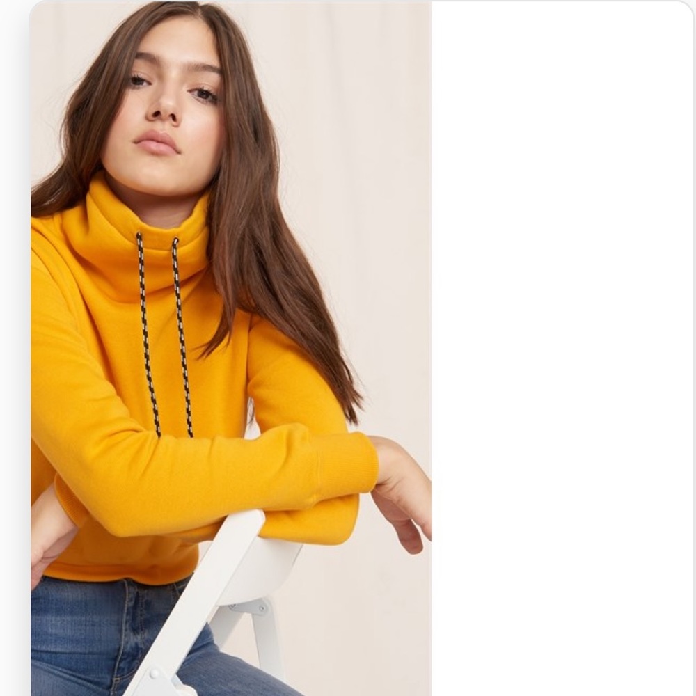 ✨ Garage midi funnel cowl neck sweatshirt yellow